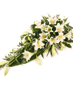 CS-05 white longiforum lilies CASKET SPRAYS