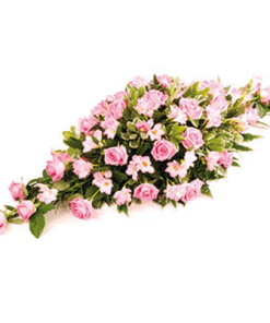CS-04 pink roses and pink lilies CASKET SPRAYS