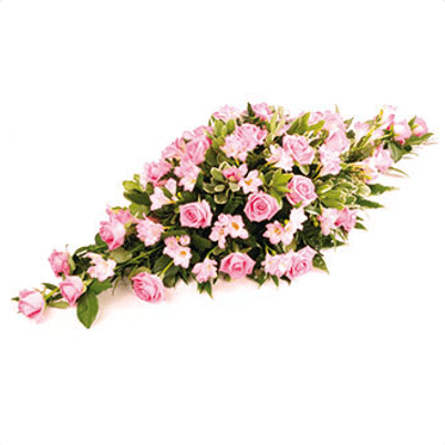 CS-04 pink roses and pink lilies CASKET SPRAYS