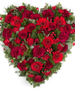 HSW-01 RED rose carnation gerbera HEART SHAPE WREATH