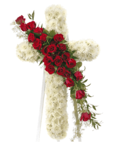 CW-03 buy red roses white cross wreath singapore