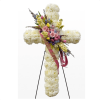 CW-02 buy yellow roses white cross wreath singapore