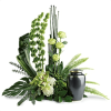 FUF-07 green and white FUNERAL URN FLOWERS