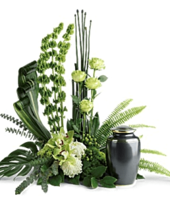 FUF-07 green and white FUNERAL URN FLOWERS