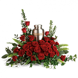 FUF-05 red roses FUNERAL URN FLOWERS