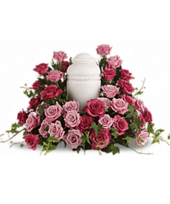 FUF-02 pink purple roses FUNERAL URN FLOWERS