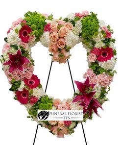 colourful heart wreath stand
