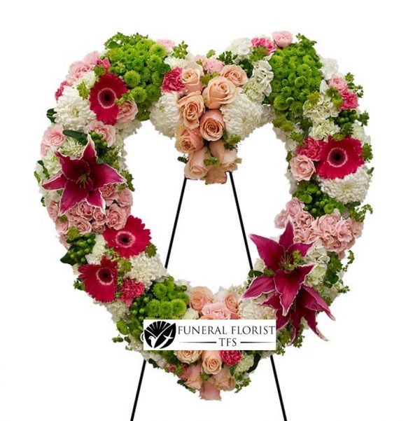 colourful heart wreath stand