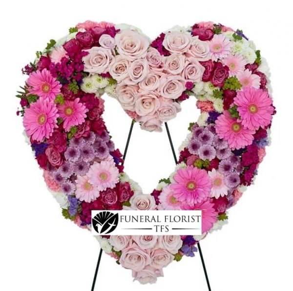 funeral wreath heart standing