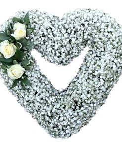 baby breath open heart shaped wreath