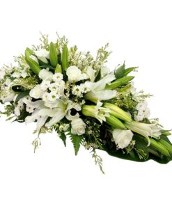 lily coffin top arrangement