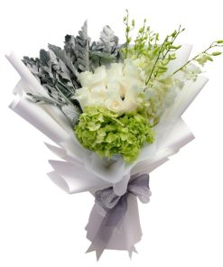 white rose funeral bouquet