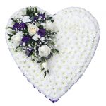love heart wreath for funeral with white rose