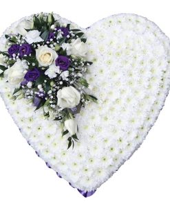 love heart wreath for funeral with white rose